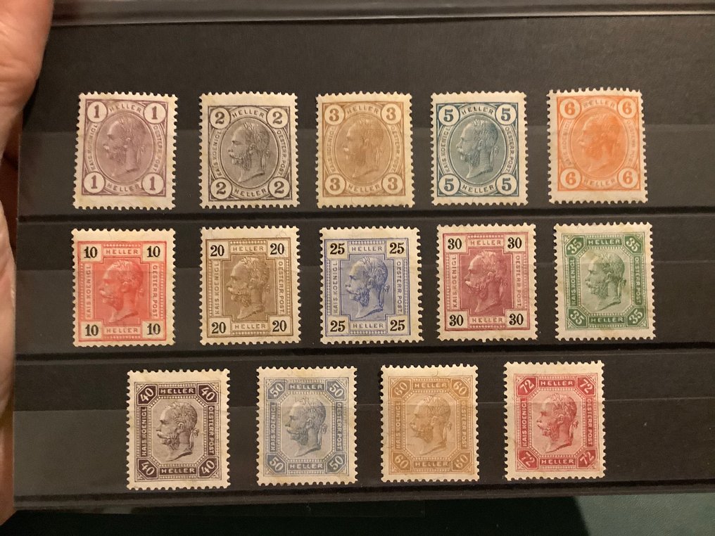 Austria 1904 - Imperatore Franz Joseph con lackstreifen - MNH - Michel 105/118 #2.1