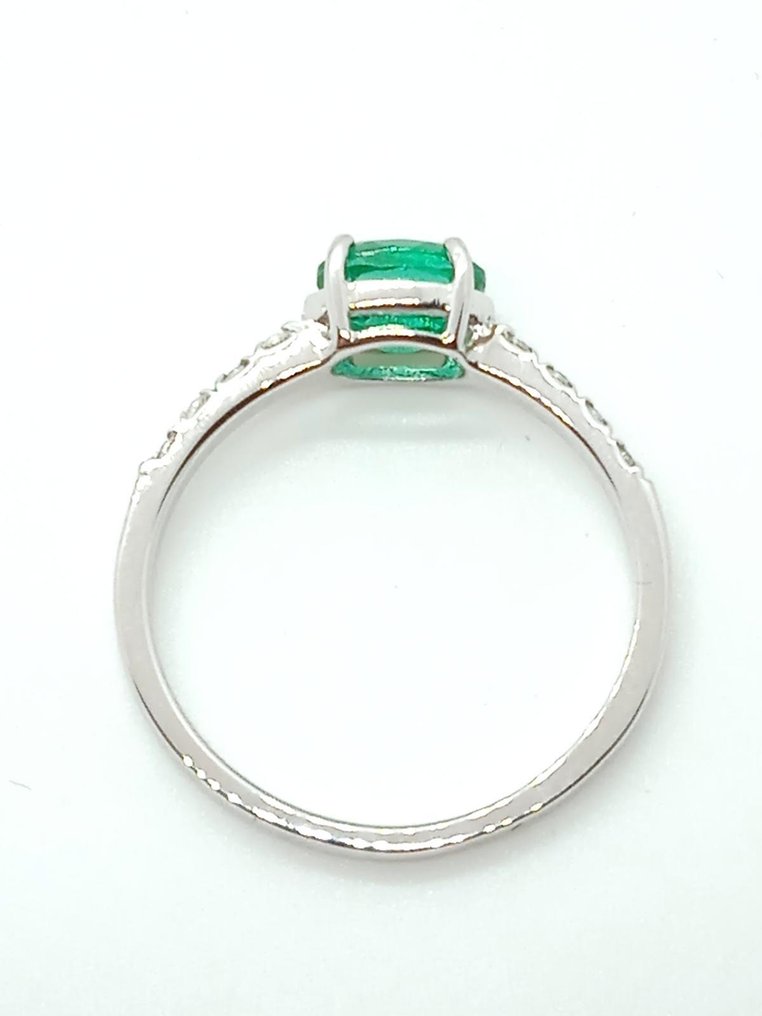 Fără preț de rezervă - Inel - 18 ct. Aur alb Smarald - Diamant #2.1