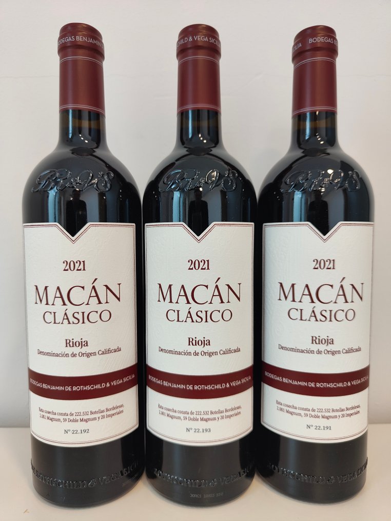 2021 Benjamin de Rothschild & Vega Sicilia, Macan Clásico - Rioja DOC - 3 Pullot (0.7 L) #1.0
