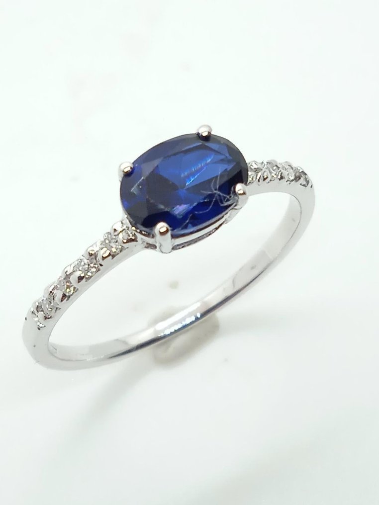 χωρίς τιμή ασφαλείας - Δαχτυλίδι - 18 καράτια Λευκός χρυσός Ζαφείρι - Διαμάντι #3.2