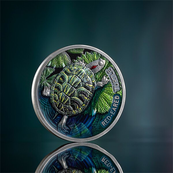 Niue. 2 Dollars 2024 Red-Eared Turtle - Lifelong Journey 2 oz Antique finish Silver Coin (.999) #2.1