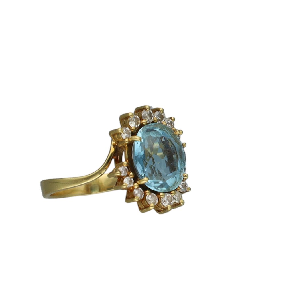 戒指 - 18 克拉 黃金 海藍寶石 - 鉆石 #4.3