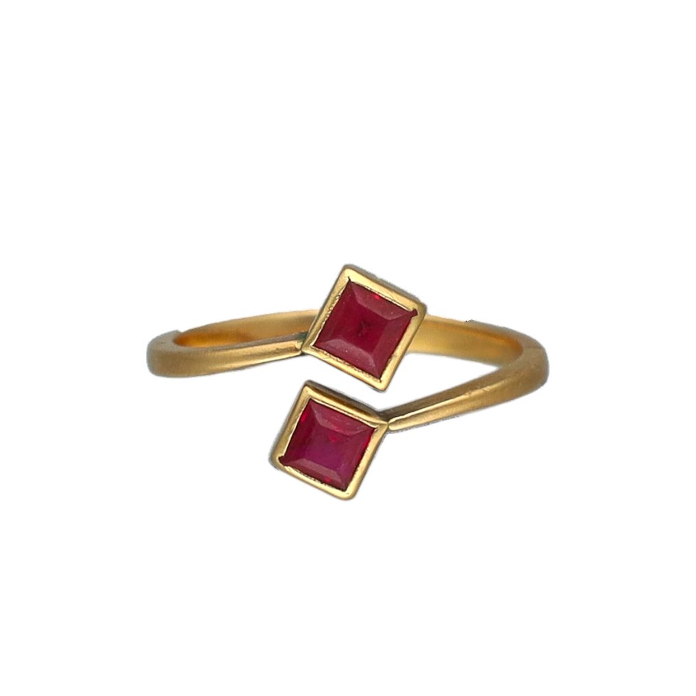 戒指 - 18K包金 黄金 -  0.68ct. tw. 红宝石 #1.0