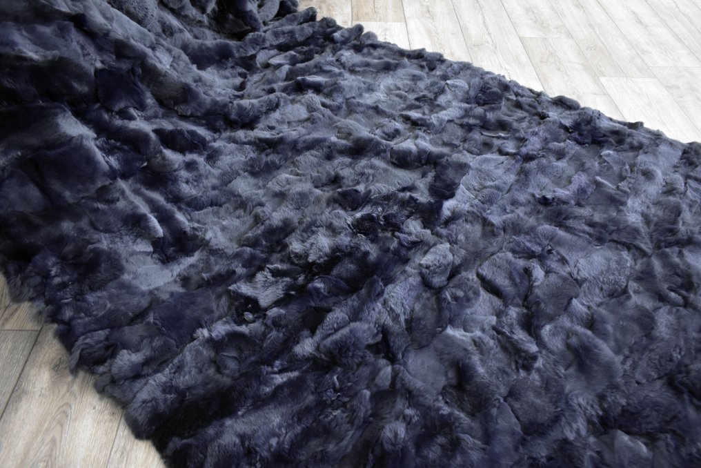 Mitternachtsblau - Pelz - Decke  - 220 cm - 110 cm - Rex Chinchilla #3.2