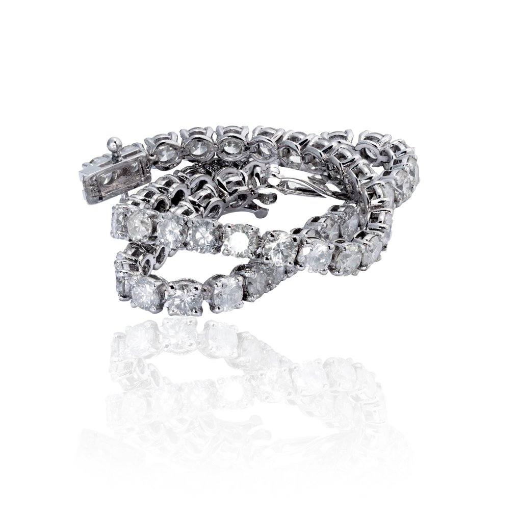 没有保留价 - 手镯 - 14K包金 白金 -  7.31ct. tw. 钻石 (天然) - E-I 颜色 VS2-I1 #3.2