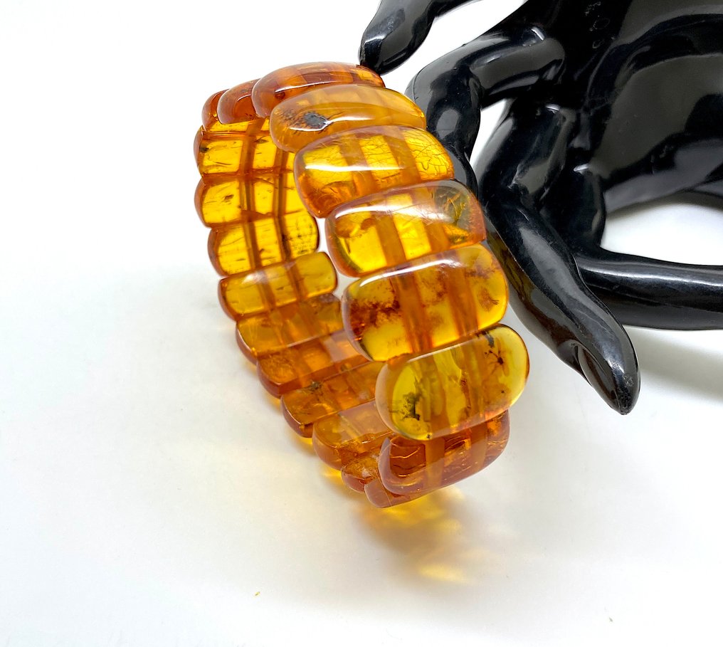 Bracelet from natural whole stone Baltic Amber cabochons - Amber - Genuine Baltic amber - Succinite - Fossilised pine tree resin #1.0