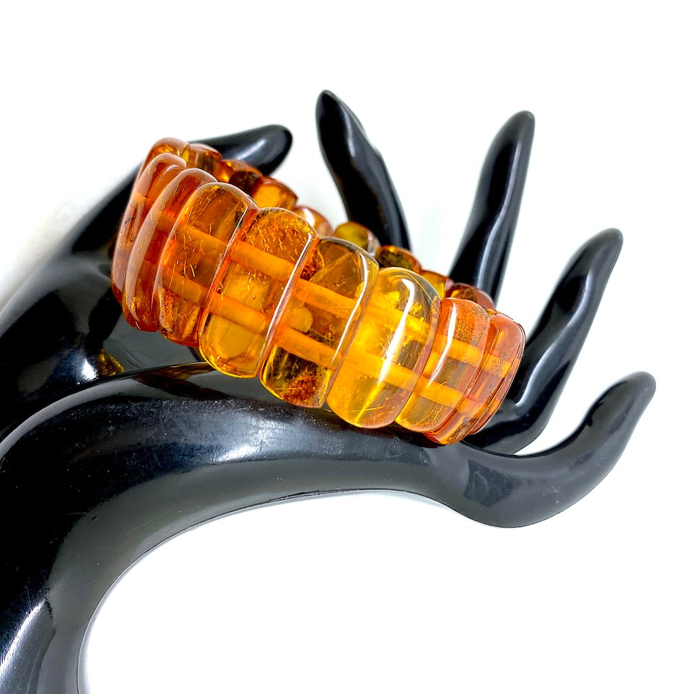Bracelet from natural whole stone Baltic Amber cabochons - Amber - Genuine Baltic amber - Succinite - Fossilised pine tree resin #4.3