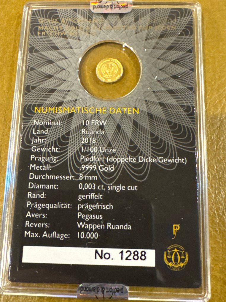 Ρουάντα. 10 FRW 2018 Pegasus mit Diamant ., 1/100 Oz (.999) (χωρίς τιμή ασφαλείας) #2.1