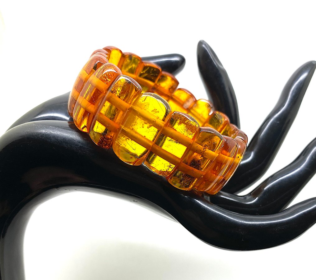Bracelet from natural whole stone Baltic Amber cabochons - Amber - Genuine Baltic amber - Succinite - Fossilised pine tree resin #1.0