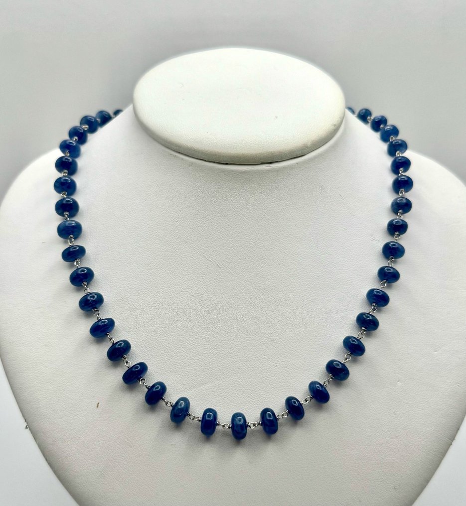 Κολιέ - 18 καράτια Λευκός χρυσός - Τανζανίτες και Διαμάντια #2.1