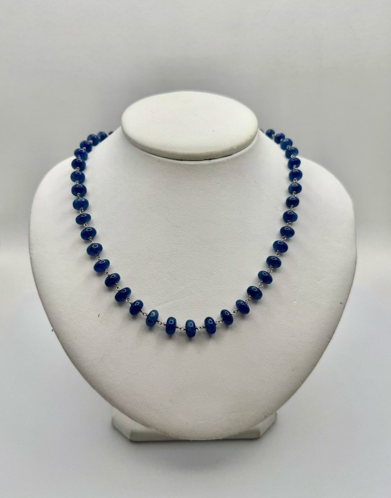 Κολιέ - 18 καράτια Λευκός χρυσός - Τανζανίτες και Διαμάντια #1.0