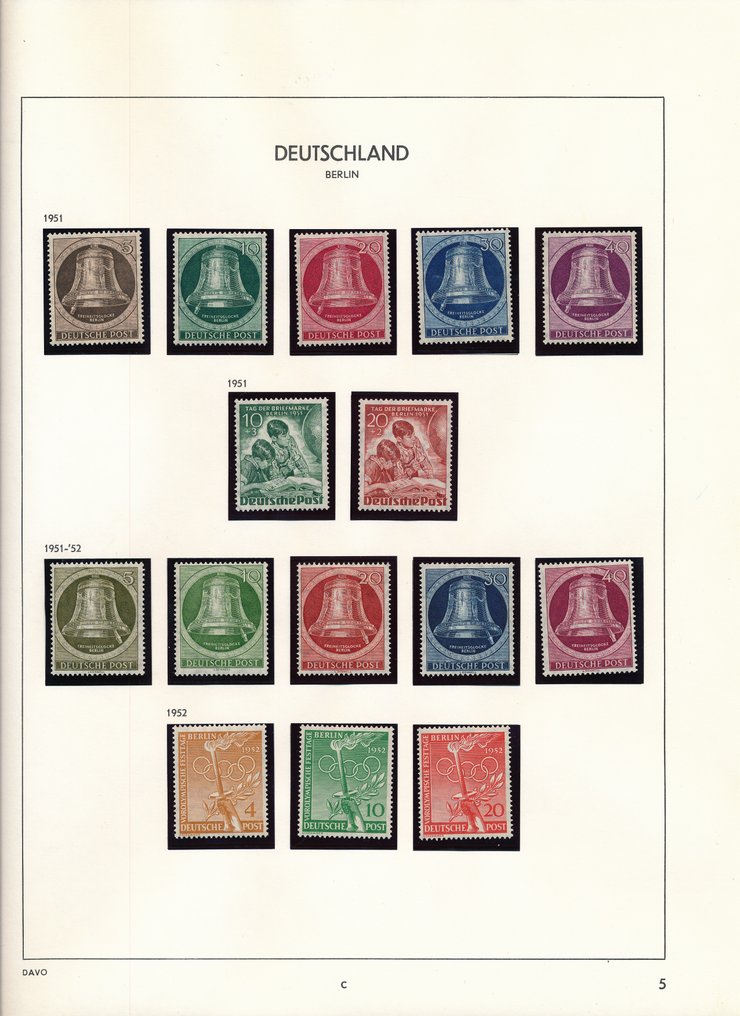 Berlino 1951/1980 - Collezione perfetta con alcune emissioni migliori, tra cui: tutte le campane, uomini 1952 ecc. #1.0