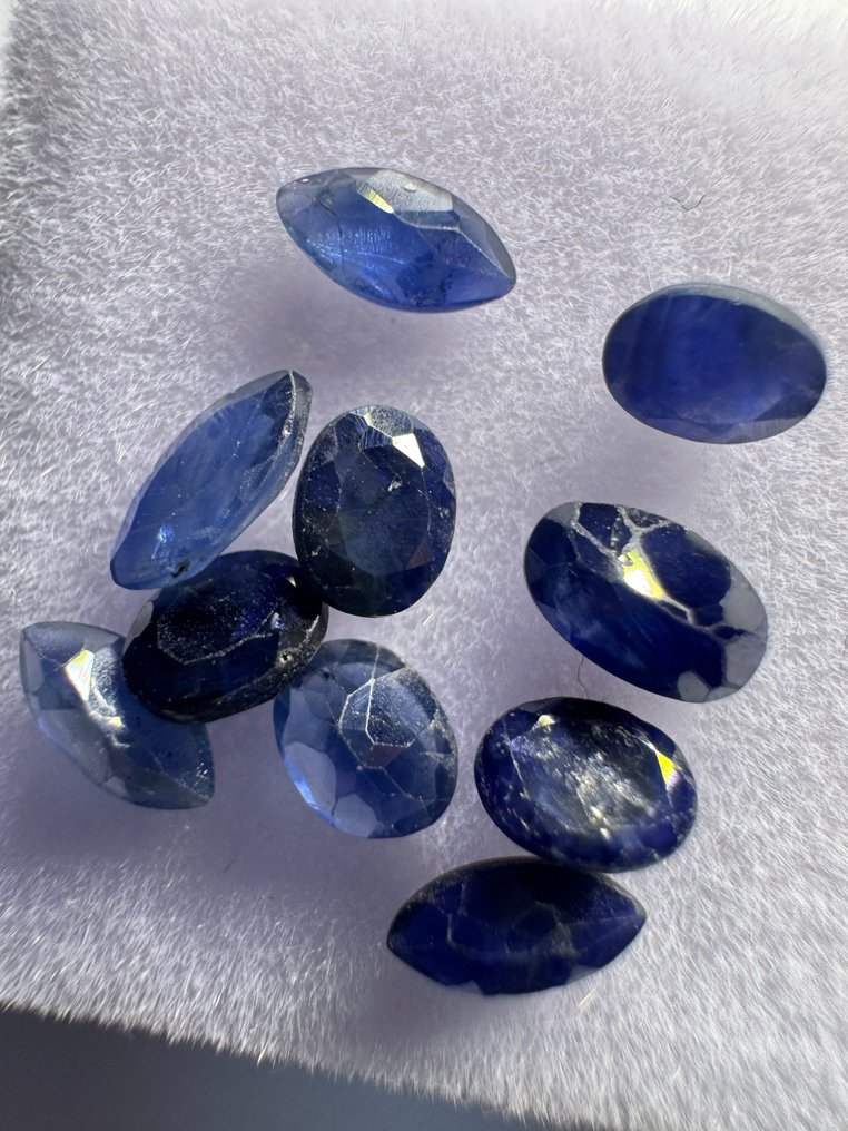 Σετ 10 μπλε σάπιρ, 2,29 καράτια. Χωρίς τιμή εκκίνησης. marquise- 0.46 g - (10) #1.0