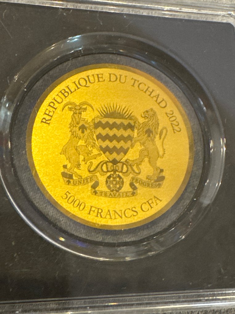 Ciad. 5000 Francs 2022 Maple Leaf ., 1/200 Oz (.999)  (Senza prezzo di riserva) #2.1