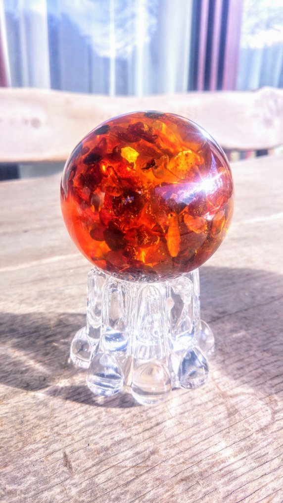 Σφαίρα από Βαλτική κεχριμπάρι σε βάση - Κεχριμπάρι - Polished - 75 mm - 75 mm (χωρίς τιμή ασφαλείας) #3.2