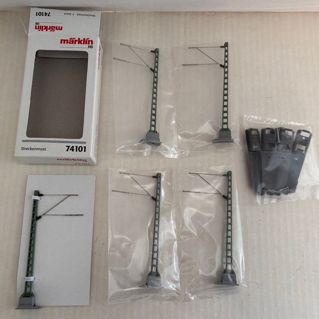 Märklin H0 - 74101-70360 - Αλυσοειδής γραμμή επαφής (30) - Υπερυψωμένοι στύλοι γραμμής και γραμμικοί αγωγοί. #3.2