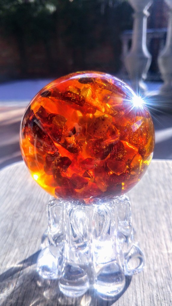 Σφαίρα από Βαλτική κεχριμπάρι σε βάση - Κεχριμπάρι - Polished - 75 mm - 75 mm (χωρίς τιμή ασφαλείας) #4.3