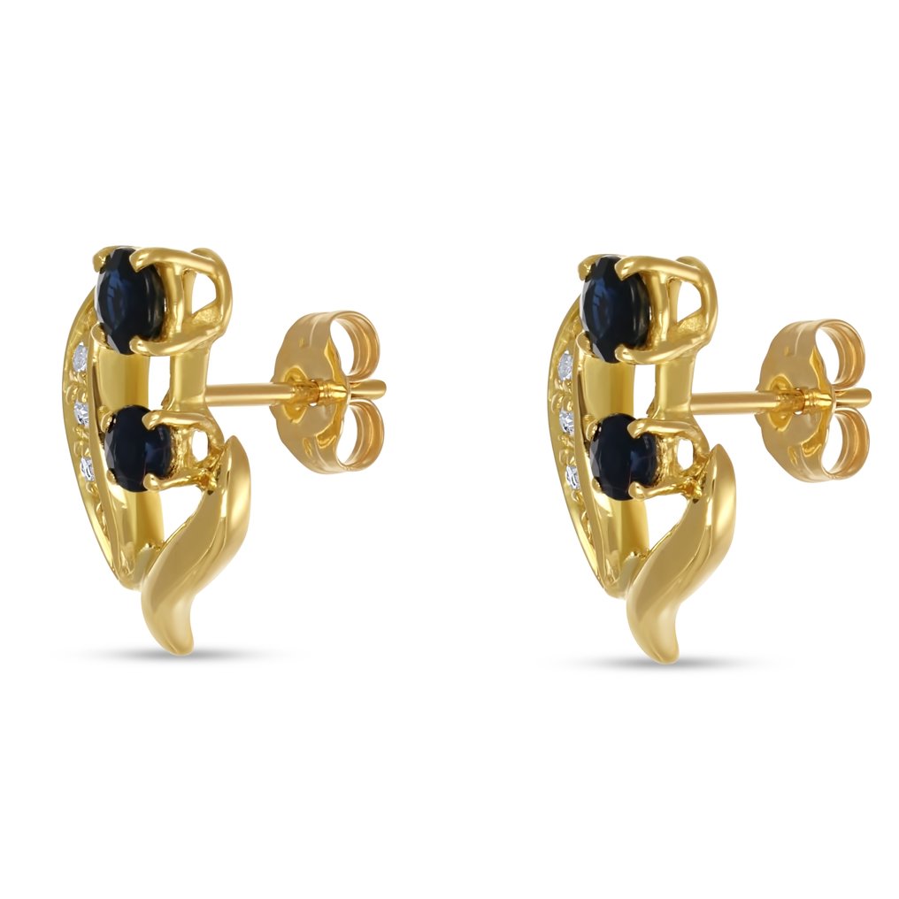 Σκουλαρίκια - 18 καράτια Κίτρινο χρυσό -  0.91ct. tw. Ζαφείρι - Διαμάντι #2.1