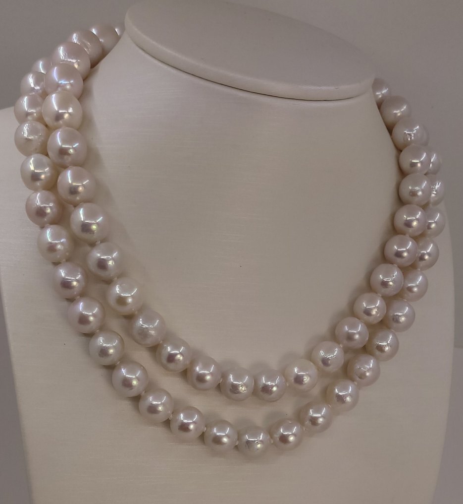 Zonder minimumprijs - Halsketting - 14 karaat Witgoud - 10x11,5 mm Edison Pearls #1.0