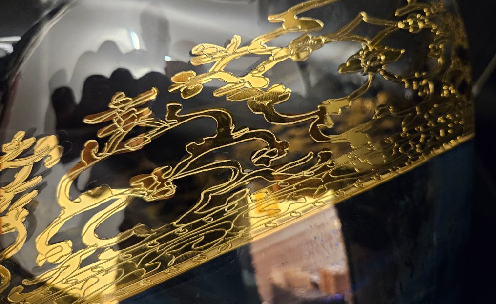 antica cristalleria italiana - 中央裝飾品 - 巨大而沉重的祖母绿中心饰物  - 水晶, 金色 #1.0