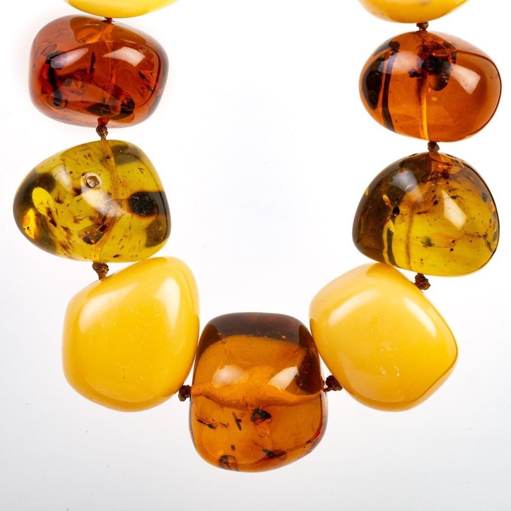 Uskomaton Baltic Amber -kaulakoru - korkealaatuinen valikoima - maito- ja läpikuultavat - Meripihka - 700 mm - 30 mm #1.0