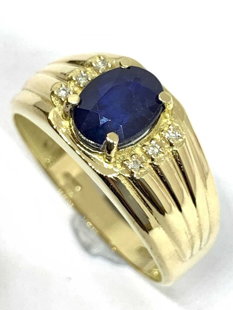 Δαχτυλίδι - 18 καράτια Κίτρινο χρυσό -  2.47ct. tw. Ζαφείρι - Διαμάντι #1.0