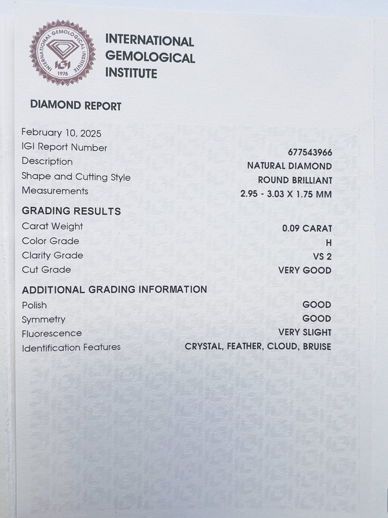 没有保留价 - 3 pcs 钻石 (天然) - 0.27 ct - 圆形 - H - VVS2 极轻微内含二级, VS2 轻微内含二级 - 国际宝石研究院(IGI) #4.3
