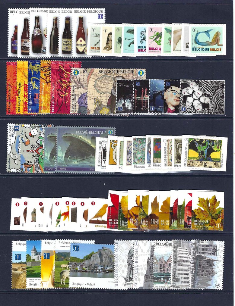 Belgium 2012 - Complete the stamps from the blocks and the booklets (see Davo p. 286a/e). #1.0