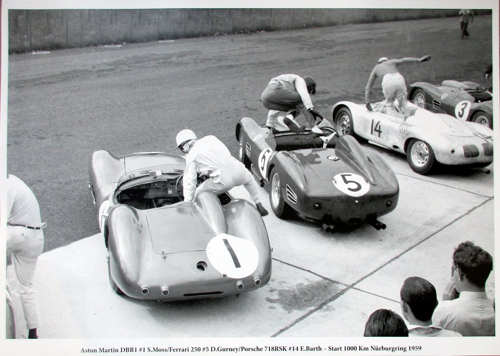 Aston Martin DBR1 #1 S.Moss/Ferrari 250 #5 D.Gurney/Porsche 718 RSK #18 E.Barth - Start 1000 Km Nürburgring 1959 - Different #1.0
