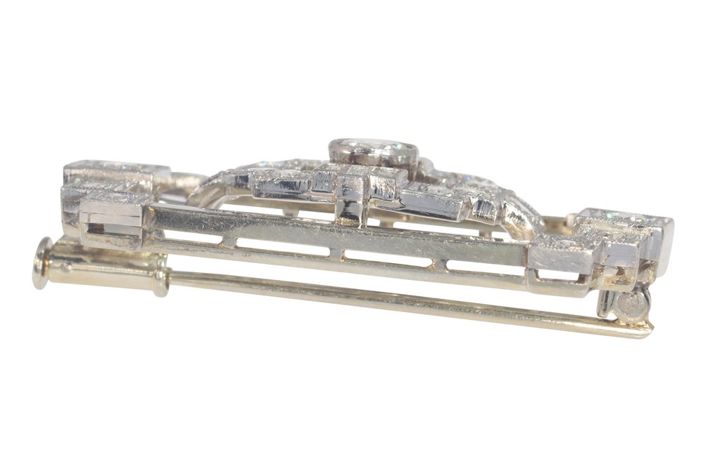 胸针 - 18K包金 白金, 白金 - 1.49ct. tw. 钻石 (天然) - Art Deco/Interbellum 1930 #3.2