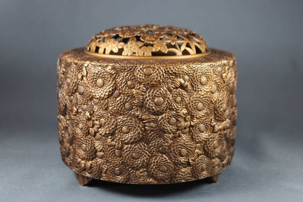 香炉,签名:佐野宏采 - 铜,高冈铜器 - 日本 - 平成时期(1989-2019年) #1.0