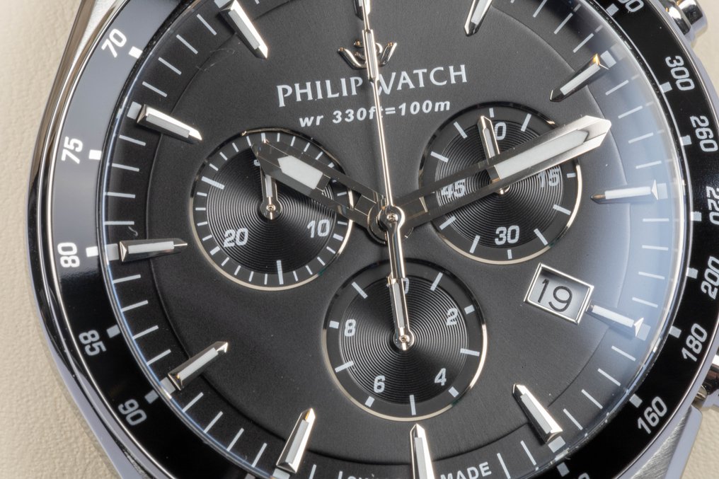 Philip Watch - Blaze - Chronograph & Date - Swiss Made - Black - FREE SHIPPING - Men - 2025 #3.2