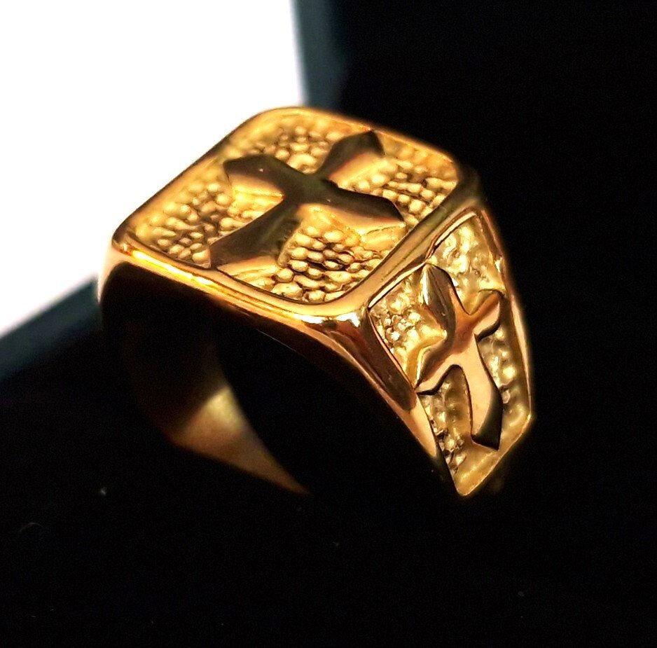 骑士戒指——神圣的印章——基督教十字架——信仰的胜利——面对邪恶的力量 - 戒指 #1.0