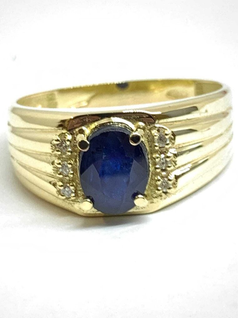 Δαχτυλίδι - 18 καράτια Κίτρινο χρυσό -  2.47ct. tw. Ζαφείρι - Διαμάντι #1.0