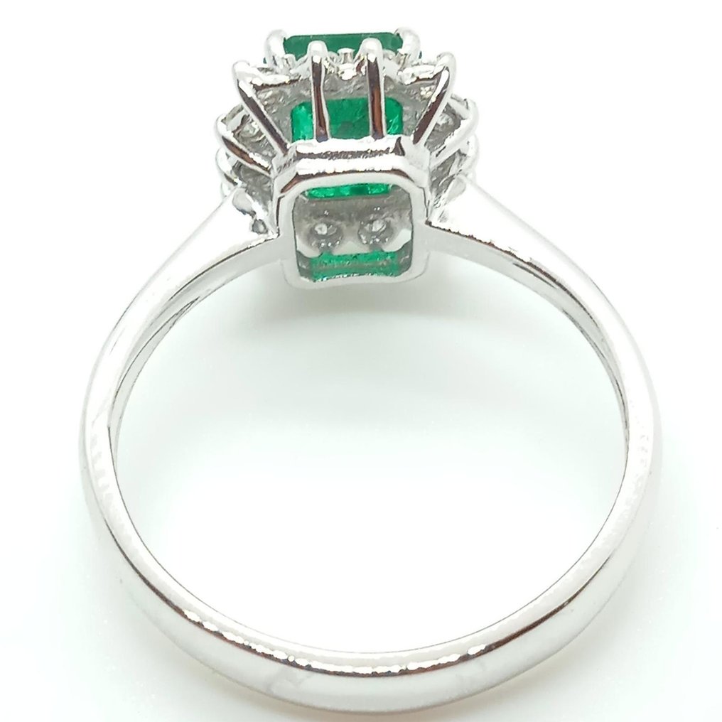 No reserve price - Ring - 18 kt. White gold Emerald - Diamond #1.0