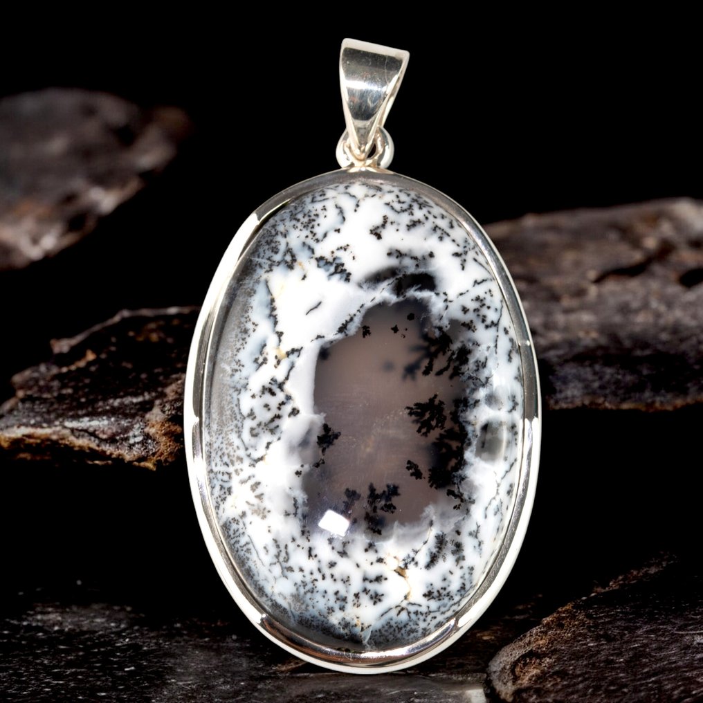 The Stone of 'Wizard Merlin' Dendritic Opal - Merlinite - Height: 52.5 mm - Width: 28.8 mm- 15 g #1.0