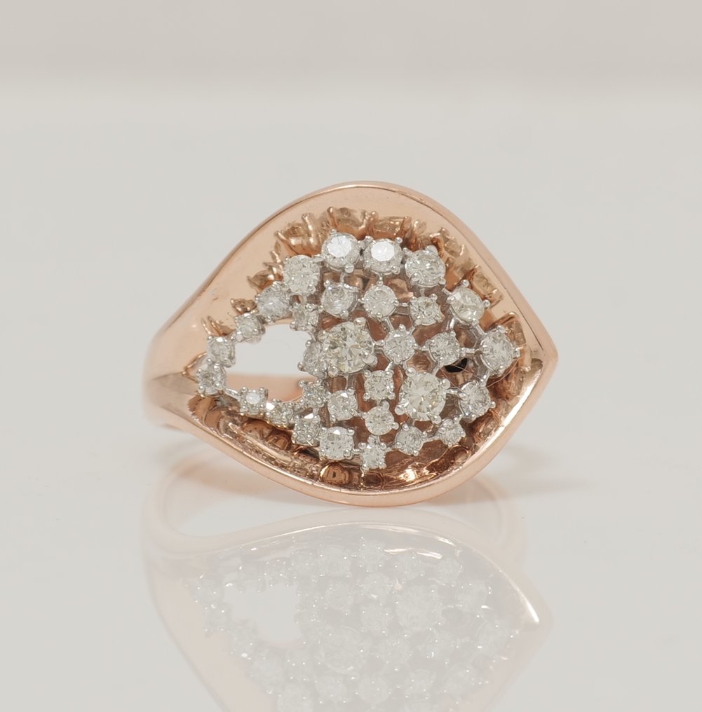 Statement δαχτυλίδι - 14 καράτια Ροζ χρυσό - 0.58ct. tw. Διαμάντι (Φυσικό) - Δαχτυλίδι γάμου με σύνολο συστάδων #4.3