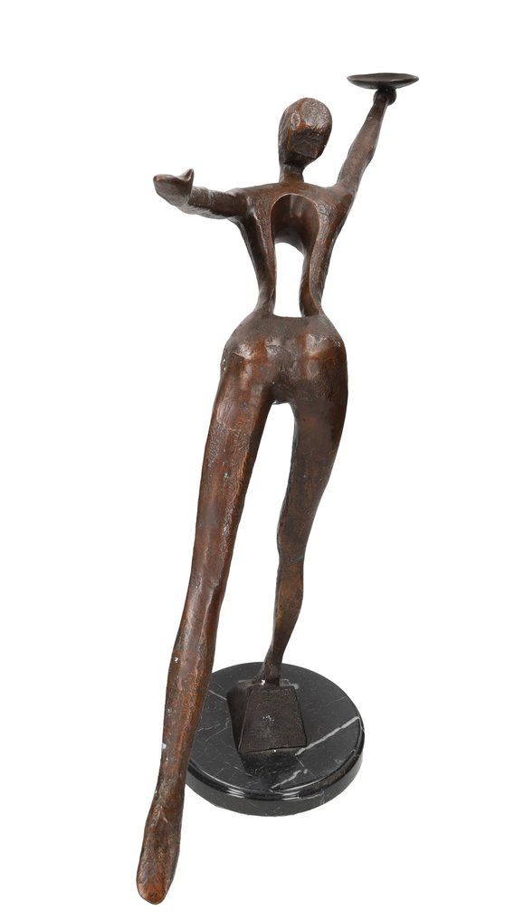 Γλυπτό, Modernist figurative candle holder - 61 cm - Μπρούντζος, Μάρμαρο #3.2