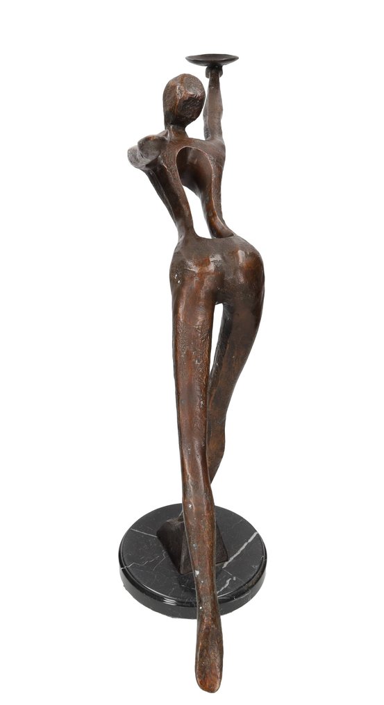 Γλυπτό, Modernist figurative candle holder - 61 cm - Μπρούντζος, Μάρμαρο #2.1