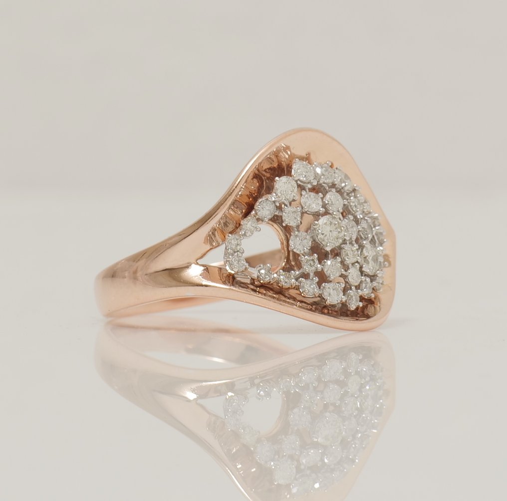 Statement δαχτυλίδι - 14 καράτια Ροζ χρυσό - 0.58ct. tw. Διαμάντι (Φυσικό) - Δαχτυλίδι γάμου με σύνολο συστάδων #1.0
