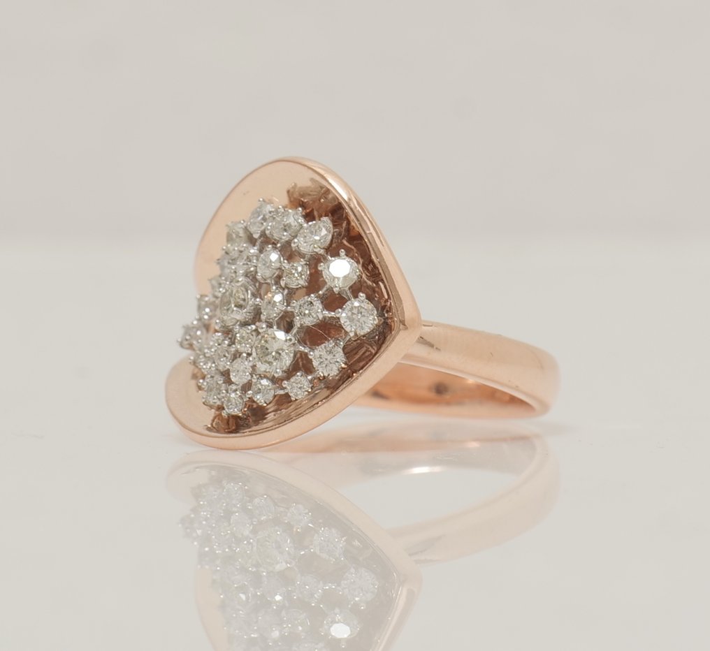 Statement δαχτυλίδι - 14 καράτια Ροζ χρυσό - 0.58ct. tw. Διαμάντι (Φυσικό) - Δαχτυλίδι γάμου με σύνολο συστάδων #2.1