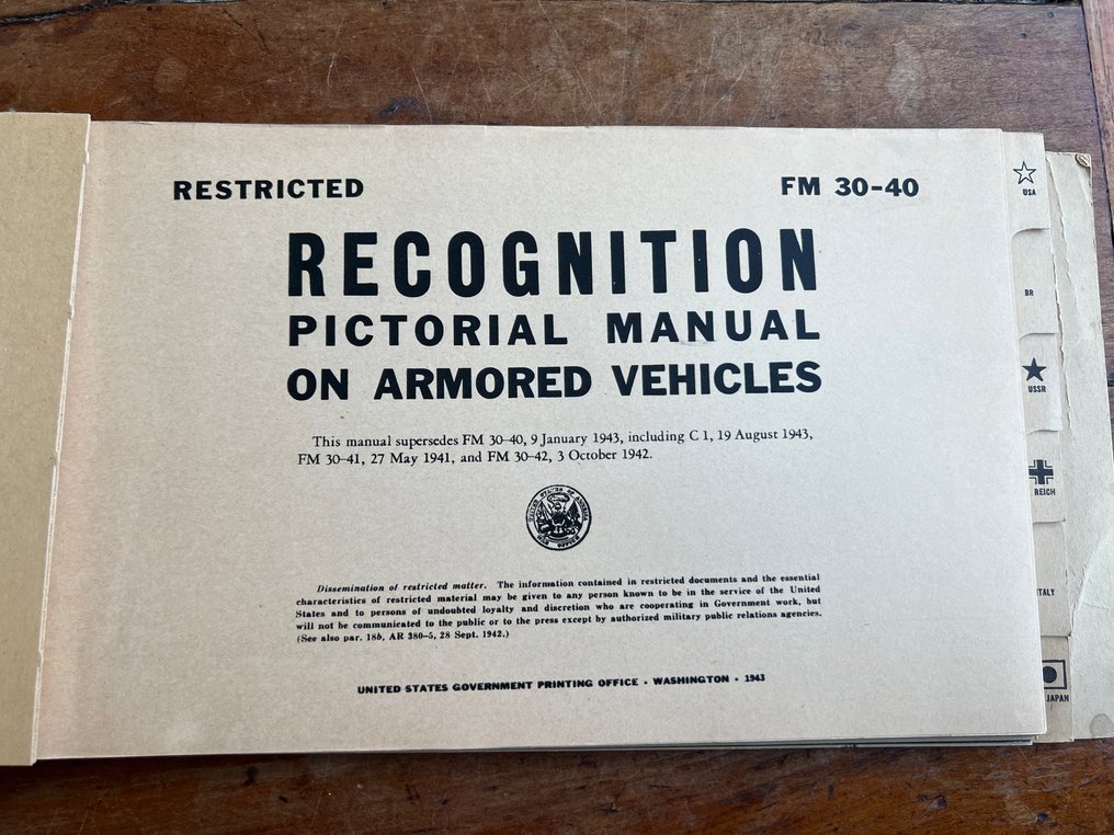 US Army Official Tank / Armored Vehicle Recognition Manual - Tiger - Sherman - STUG - Military equipment - 1943 #2.1