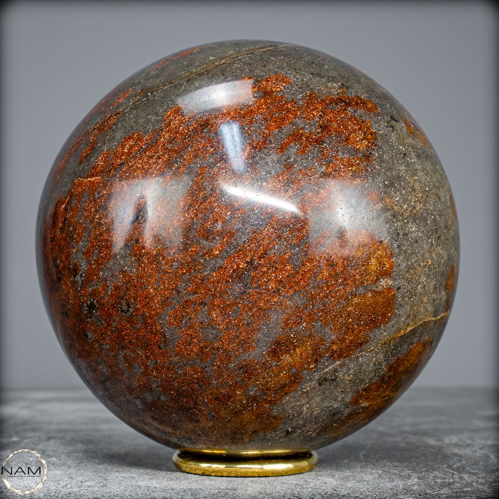 美丽的金色金动岩 球体- 2547.38 g #1.0