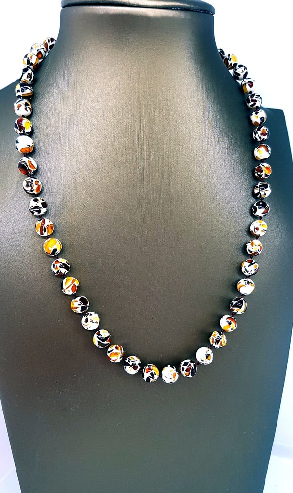 Chihlimbar Lănțișor din chihlimbari baltici naturali, stil mozaic, mărgele rotunde- 12 g #1.0