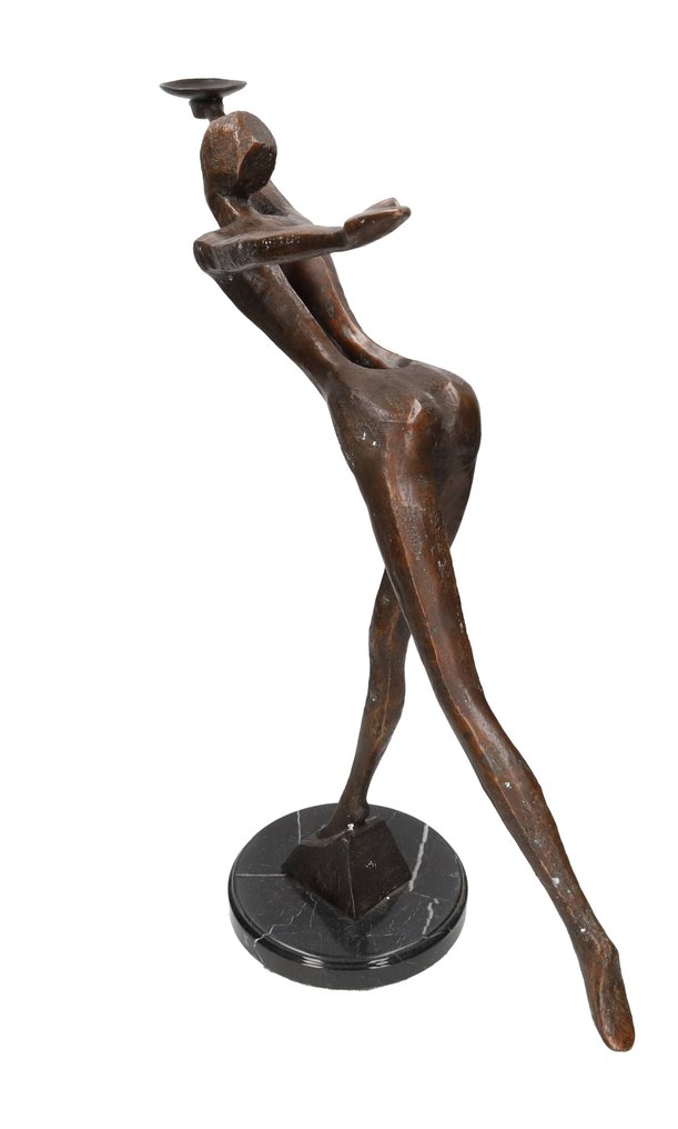 Γλυπτό, Modernist figurative candle holder - 61 cm - Μπρούντζος, Μάρμαρο #1.0