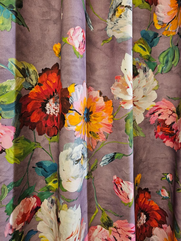 Ny design! Eksklusivt kunstnerisk blomsterstoff – Art Nouveau-design. - Tekstil  - 200 cm - 280 cm #3.2