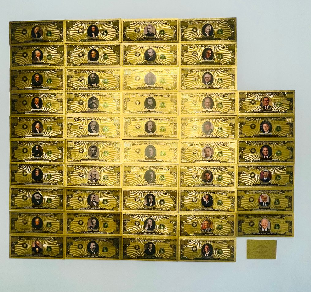 主题收藏系列 - 美国，美国总统，24K 镀金钞票 #1.0