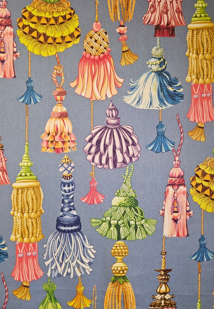 Tecido Original com Borlas Coloridas Fundo Pomba Azul - 300x280cm - Bohemian Design - Têxtil - 300 cm - 280 cm #3.2