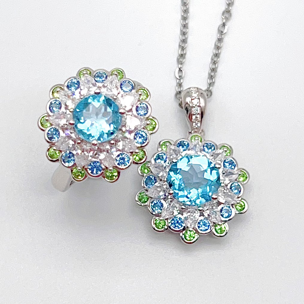 Sem preço de reserva - Colar Prata Topázio - 4CT #4.3