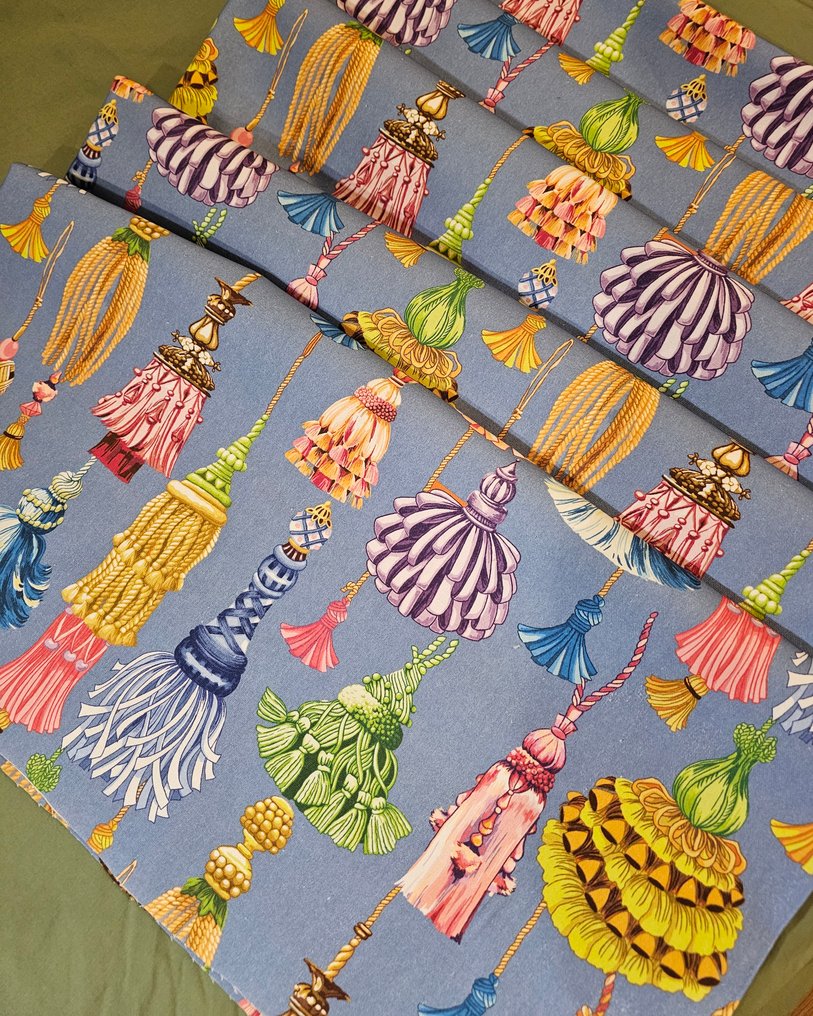 Tecido Original com Borlas Coloridas Fundo Pomba Azul - 300x280cm - Bohemian Design - Têxtil - 300 cm - 280 cm #2.1